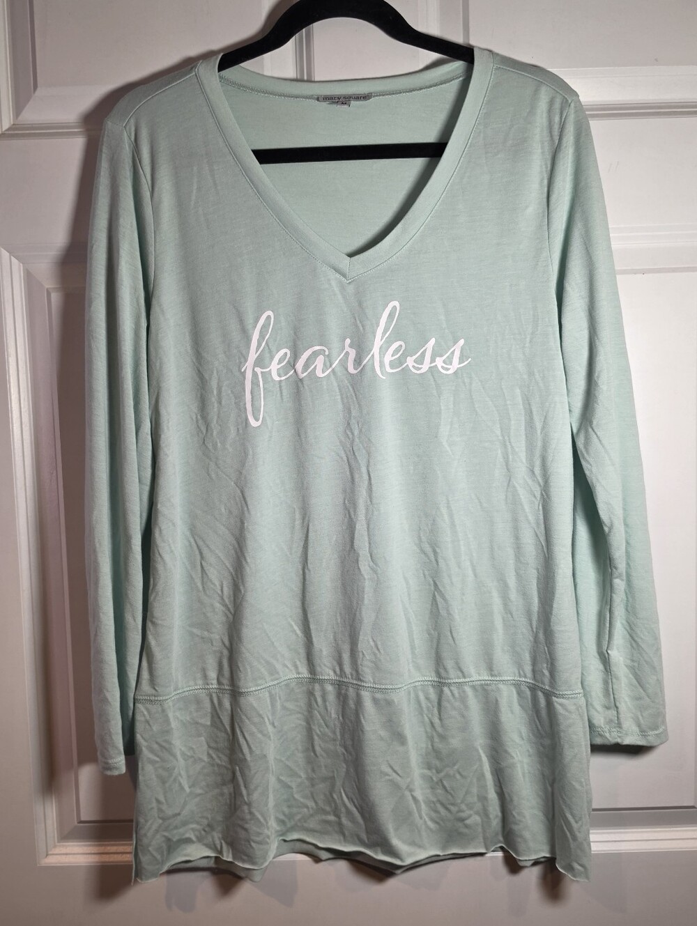 Mary Square Fearless Mint V-Neck Women's Top M